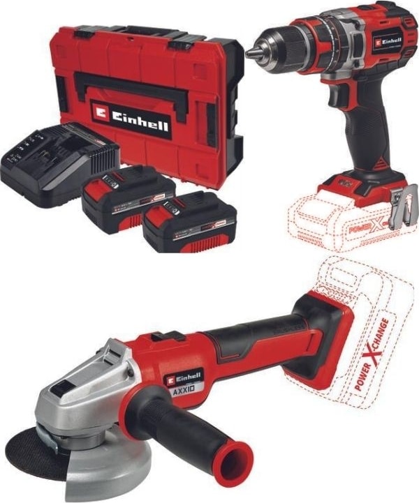 EİNHELL Tp-Cd 18/60 Li-I Bl Matkap Axxio 18/115 Q Avuç Taşlama 2X4.0AH Kömürsüz Akülü Set