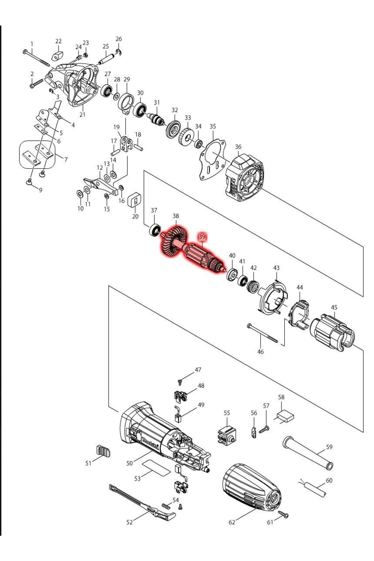 Makita Js1601 Endüvi Rotor Kollektör Ürün Kodu 517674-5