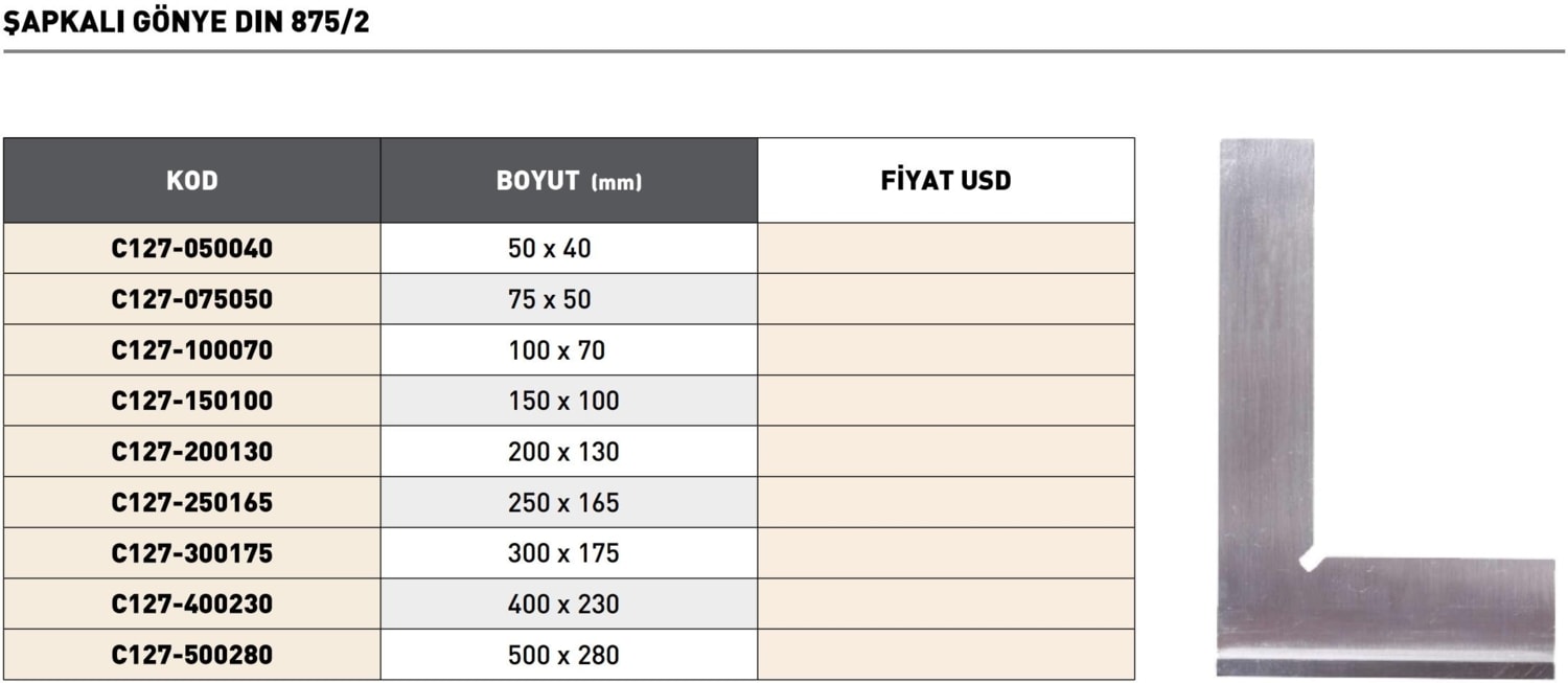 500X 280MM Pld DIN875/2 Şapkalı Gönye