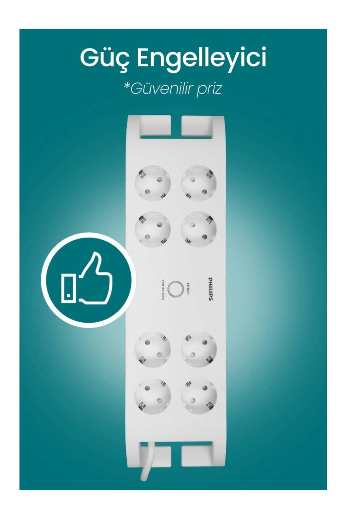 2 Metre 8'li 900 Jul Akım Korumalı Priz Spn3080b