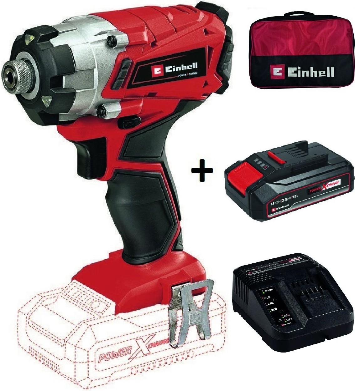 Te-Cı 18/1 Li Akülü Darbeli Vidalama + 2,5AH Starter Kit + Bez Çanta