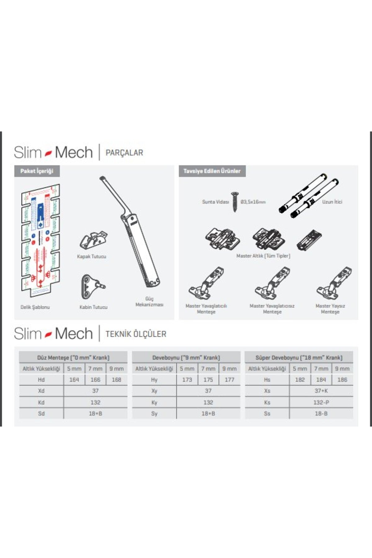 Slim-mech C kalkar kapak amortisörü 2li Paket