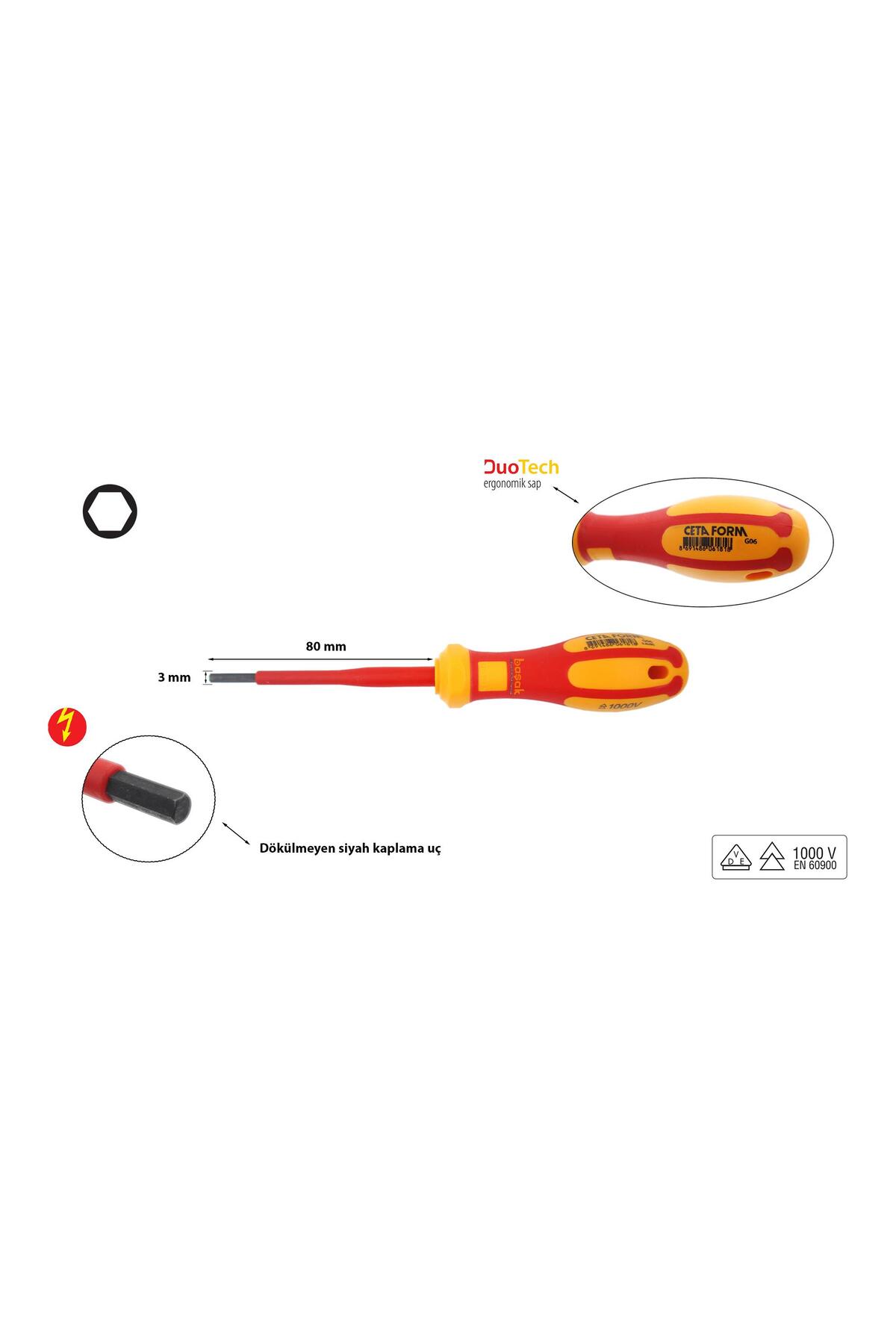 CETA FORM 3 Mm 1000 Volt Vde Izoleli Allen Tornavida G06-030-080