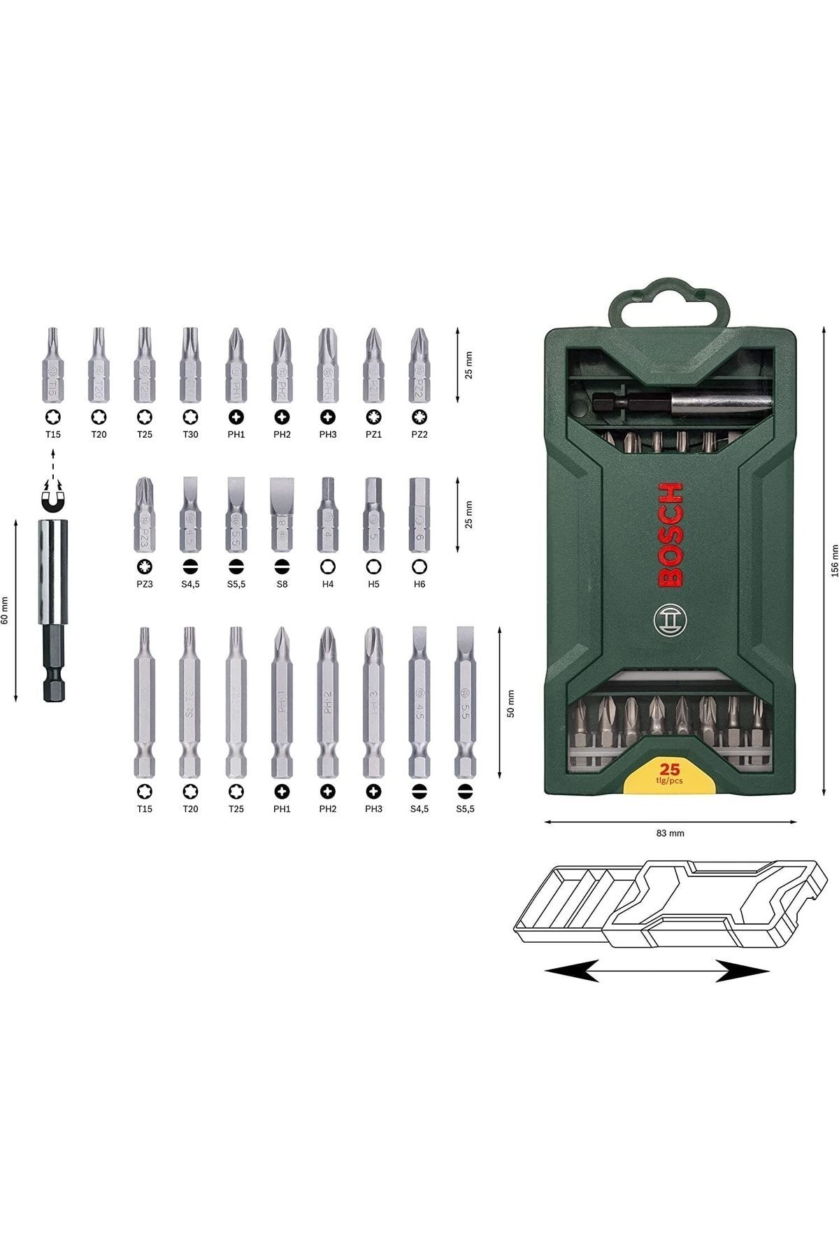 BOSCH Gsb 185-li Tek Akülü Kömürsüz Darbeli Matkap Vidalama Şarjlı Matkap + 49 Parça Uç Aksesuar Set