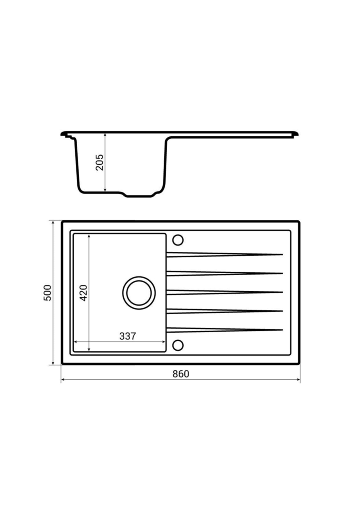 Viviano | 1 Göz 50x86 Cm Antrasit Granit Evye Sifon