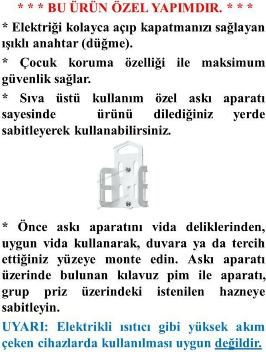 2'li Anahtarlı Topraklı Çocuk Korumalı Grup Priz 4 Metre
