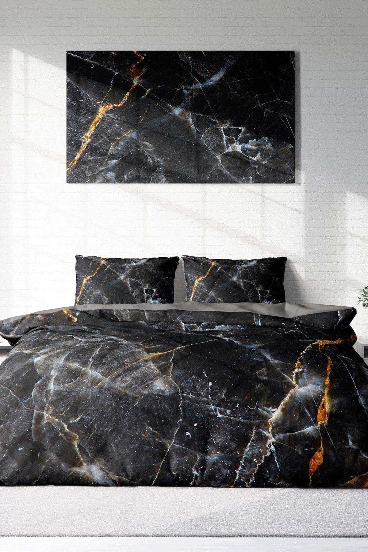 Lux Marble 3d Pamuk Saten Çift Kişilik Nevresim Takımı