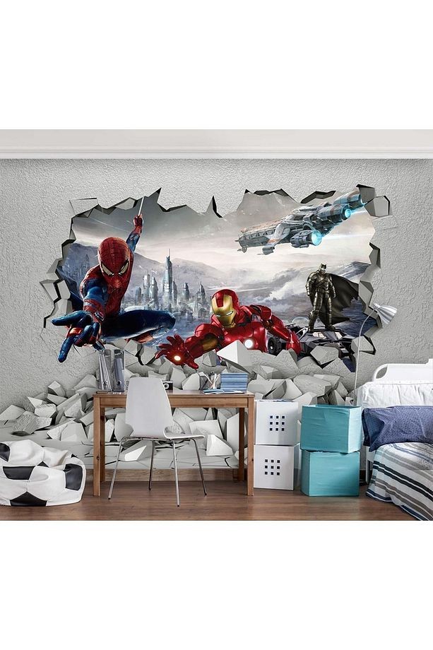 3D Süper Kahramanlar Çocuk odası Duvar Kağıdı