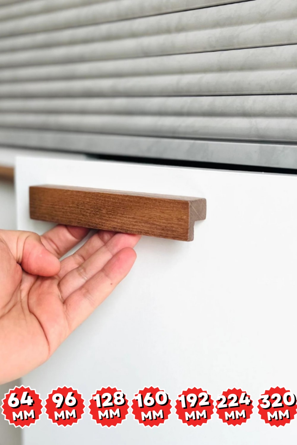 Dolap Kulpu, 10 Adet - 160 mm (16 Cm) - Doğal Ahşap Kulp, Cekmece Kulpu, Mutfak Dolap Kulplari