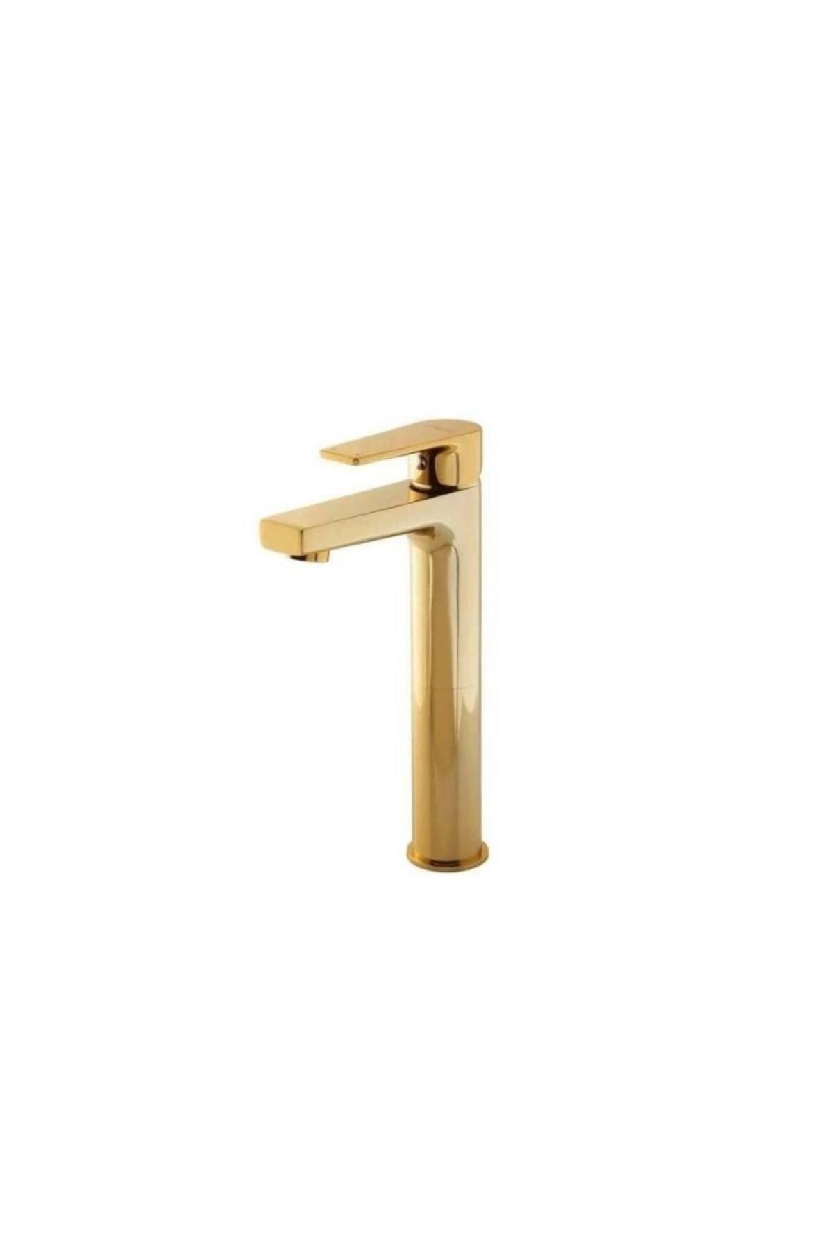 Sharp Uzun Lavabo Armatürü Altın