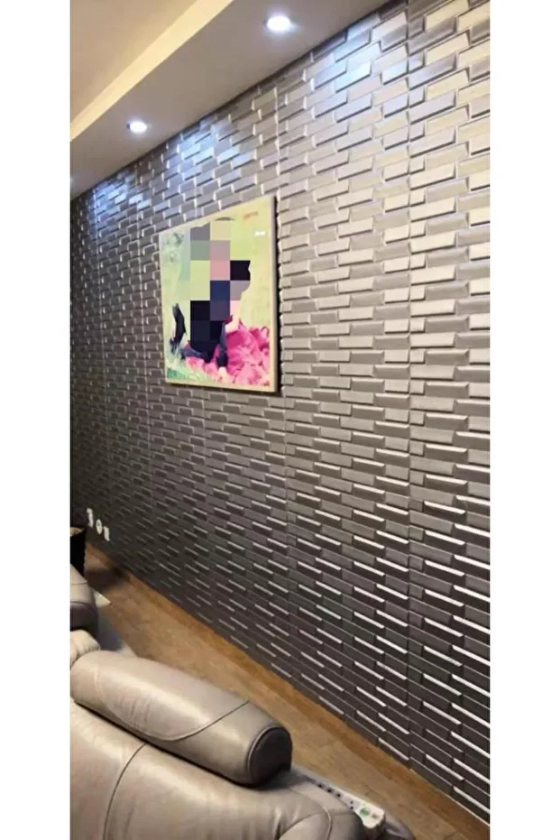 Tek Parça 70x500cm 1 Adet Gri Piramit Opak Model Yapışkanlı Ev Ofis Salon Duvar Paneli Kağıdı NW65