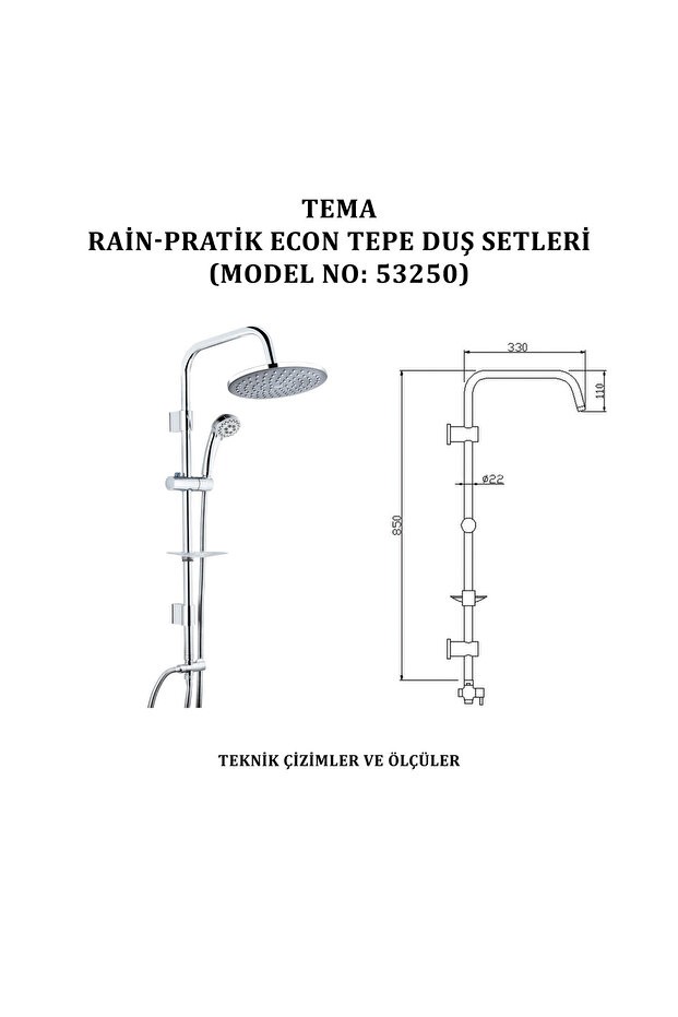 İGK YAPI - TEMA RAİN-PRATİK ECON(3F) TEPE DUŞ SETLERİ (MODEL NO: 53250)