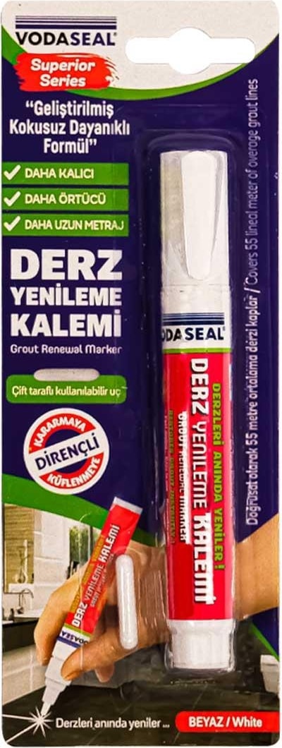 Kokusuz ve Suya Dayanıklı Derz Yenileme Kalemi - Beyaz