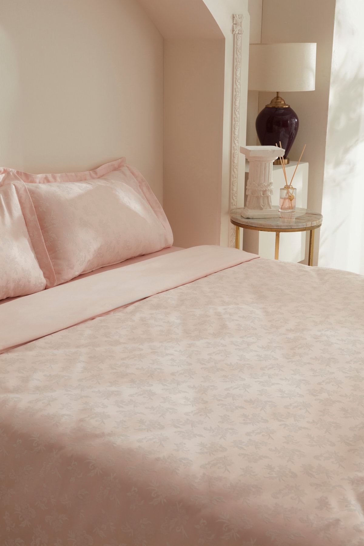 White Collection Viole Çift Kişilik Nevresim Takımı Pudra