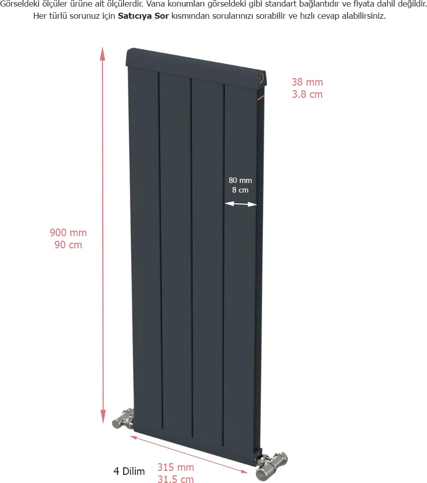 Radyatör Panel 900 Antrasit