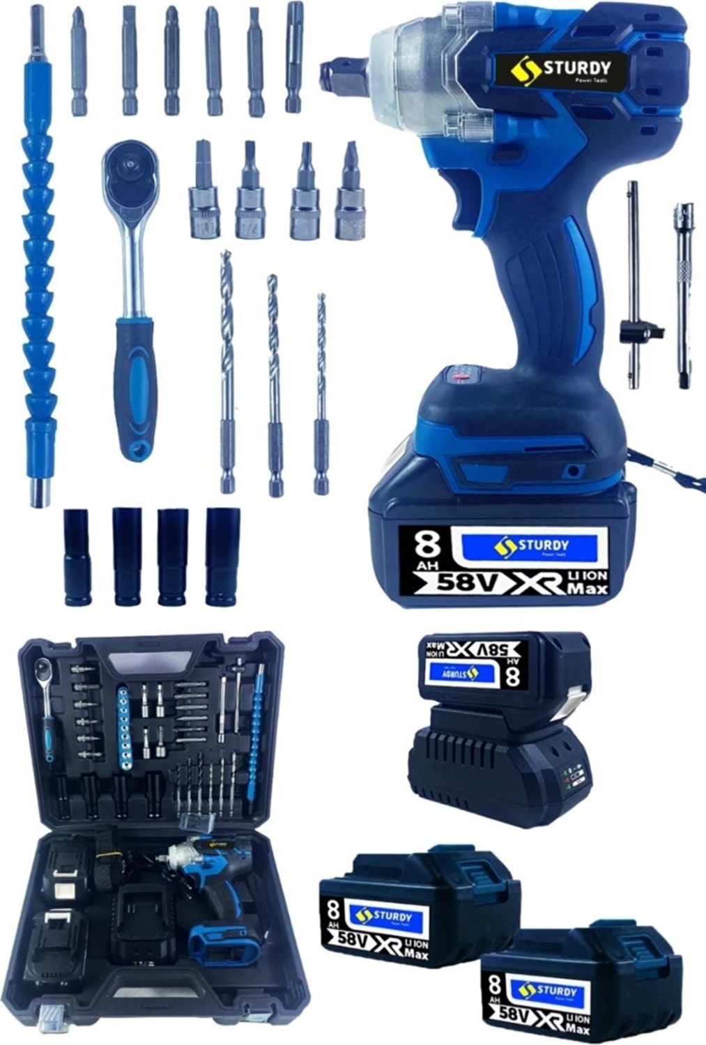 Power Tools Japon Teknoliji Full Set Pcx-T Seri Brushless Motor 58 V 8 Ah Darbeli Somun Sıkma Makinesi