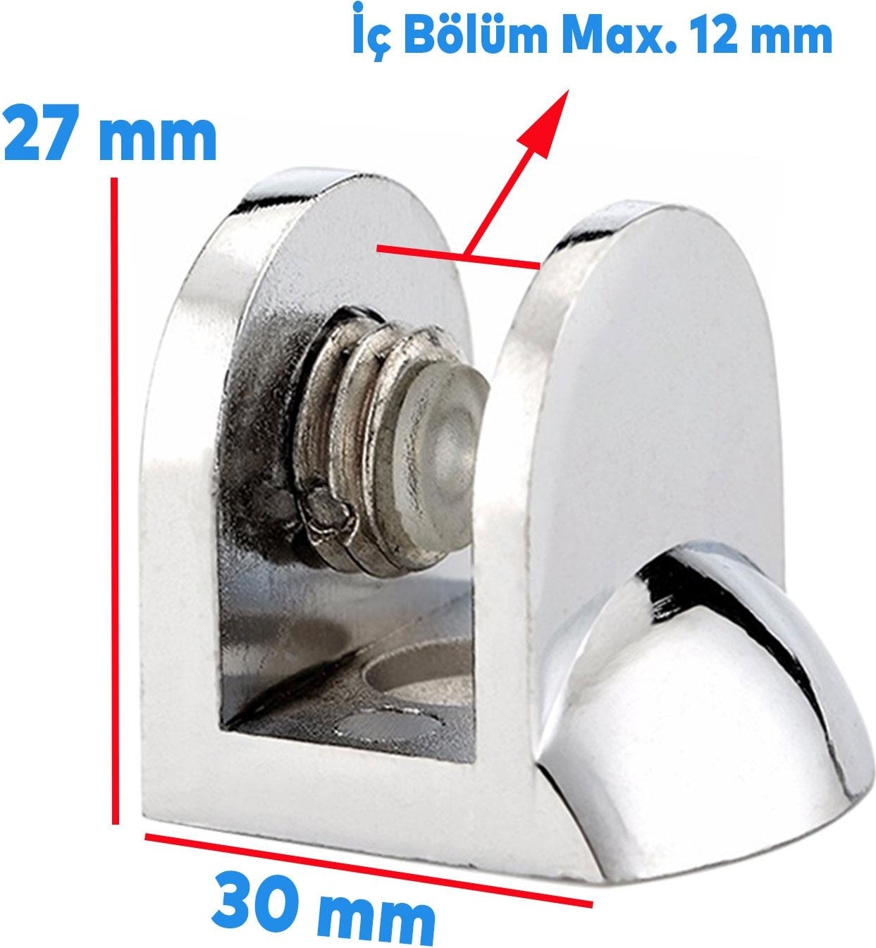 Tırnak Lüx Metal Cam Raf Tutucu Cam Etejer Menteşesi Krom Metal Vidalı 12 mm (4 Adet)