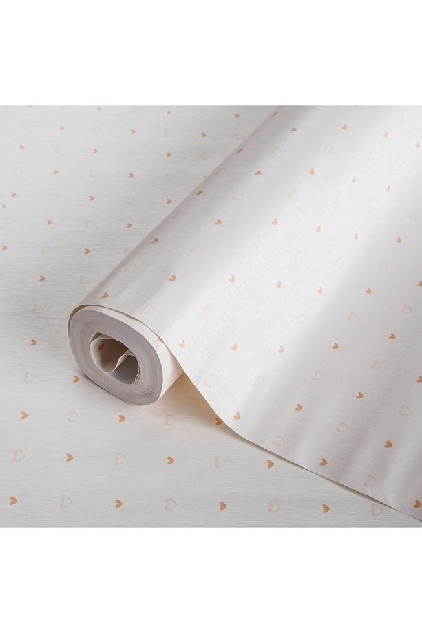 Ada Kids 8933-1 Duvar Kağıdı Krem Kalp Desenli