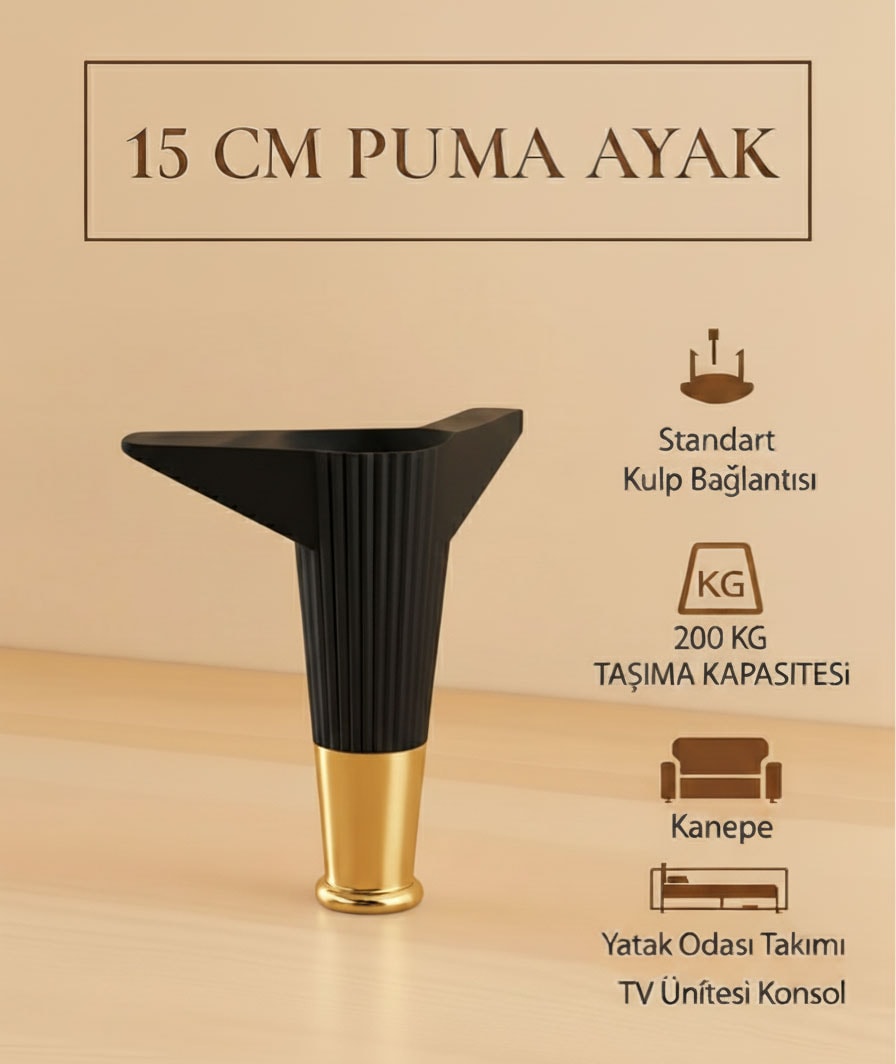 Puma 15 cm Mobilya Kanepe Tv Ünitesi Kosol Dolap Komidin Ayağı