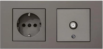 Grano 2&apos;li Set Topraklı Priz ve F Konnektör Uydu Priz Set