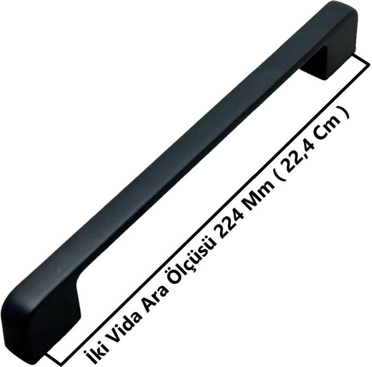 Arel Mat Siyah Tv Ünitesi Vestiyer Yatak Odası Mutfak Dolap Çekmece Kulpu 224 mm (22,4 Cm) 2 Adet