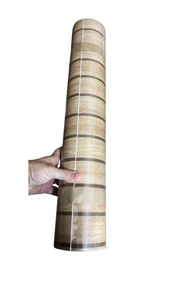 60cm x 280cm 1 Adet Yapışkanlı Açık Kahverengi Lambiri Desenli Akustik Duvar Paneli Kağıdı YG005