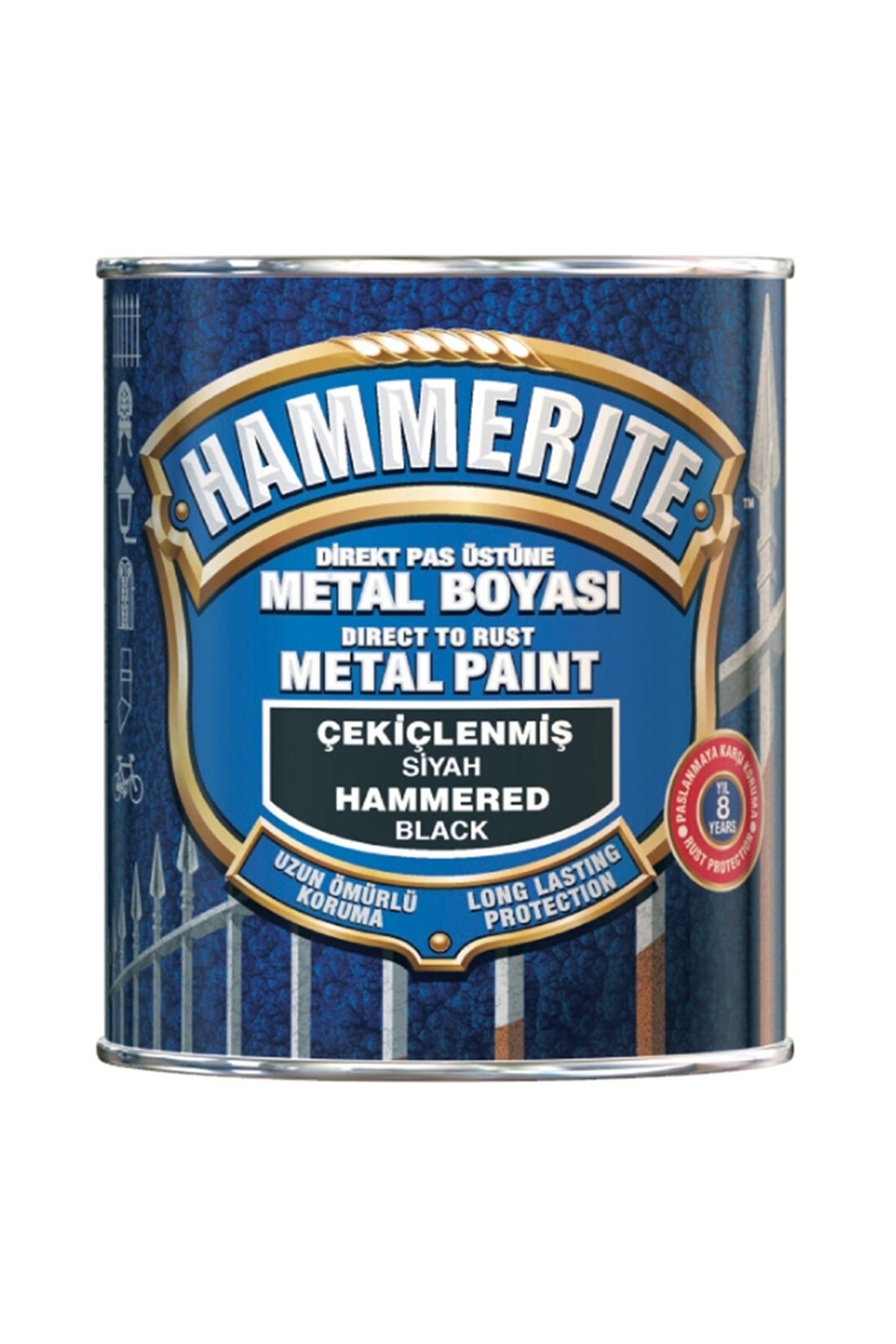 Hammerite Metal Boyası Düz Siyah 0,75 lt