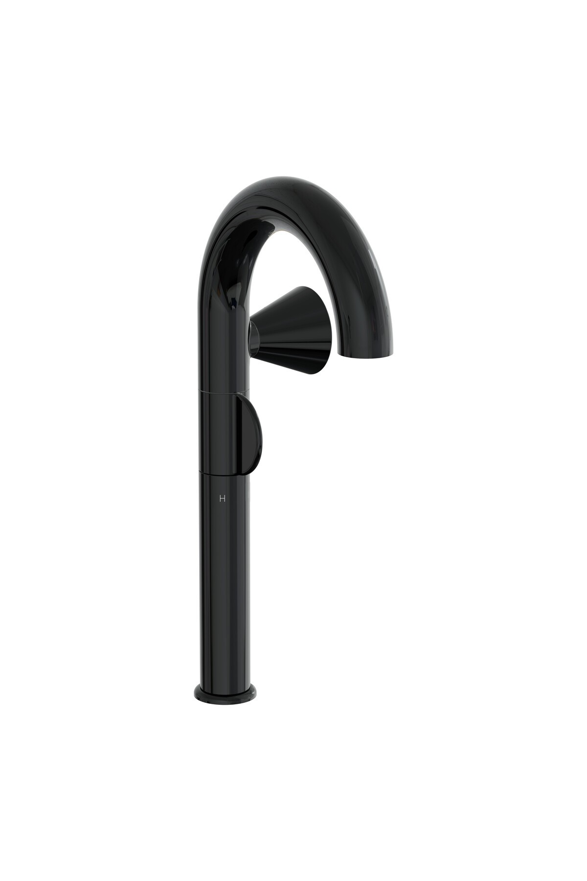 Liquid A4279139 Yüksek Lavabo Bataryası, Sağdan Kullanım, Parlak Siyah