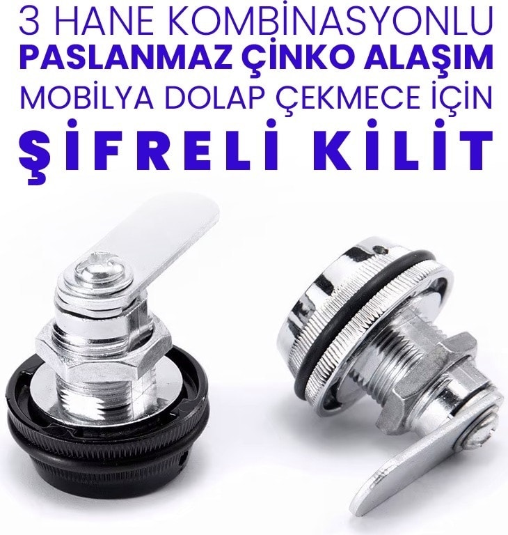 Paslanmaz Çinko Alaşım Anahtarsız Şifreli Mobilya Dolap Çekmece Kilidi