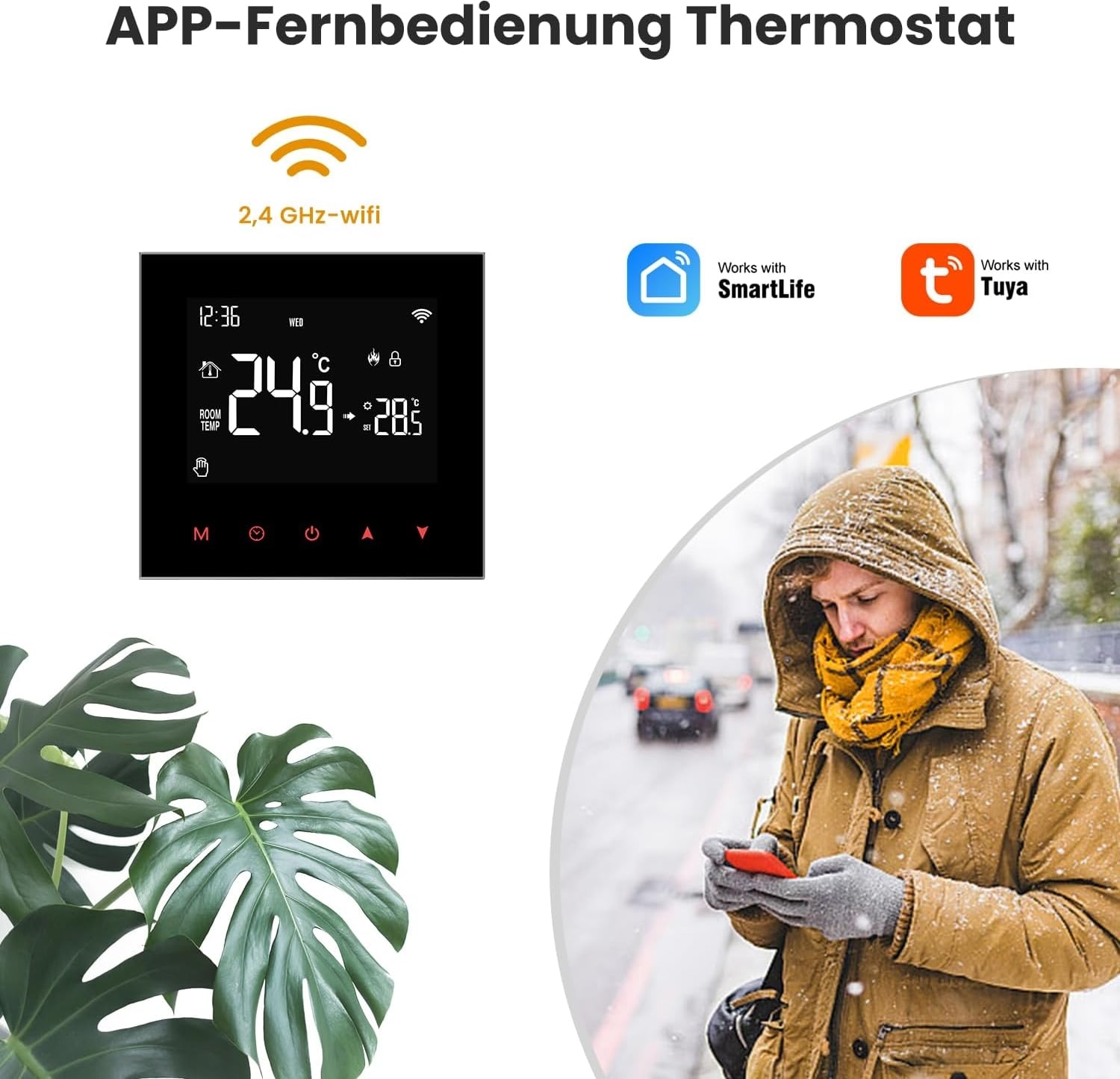 Avatto Elektrikli Yerden Isıtma Için Akıllı Wifi Termostatı, Programlanabilir Oda Termostatı, Yerden Isıtma Sistemi, Alexa, Google Home Sesli Kontrol ve Smart Life Uygulamasıyla Uyumlu, 2.4 Gh-Wlan