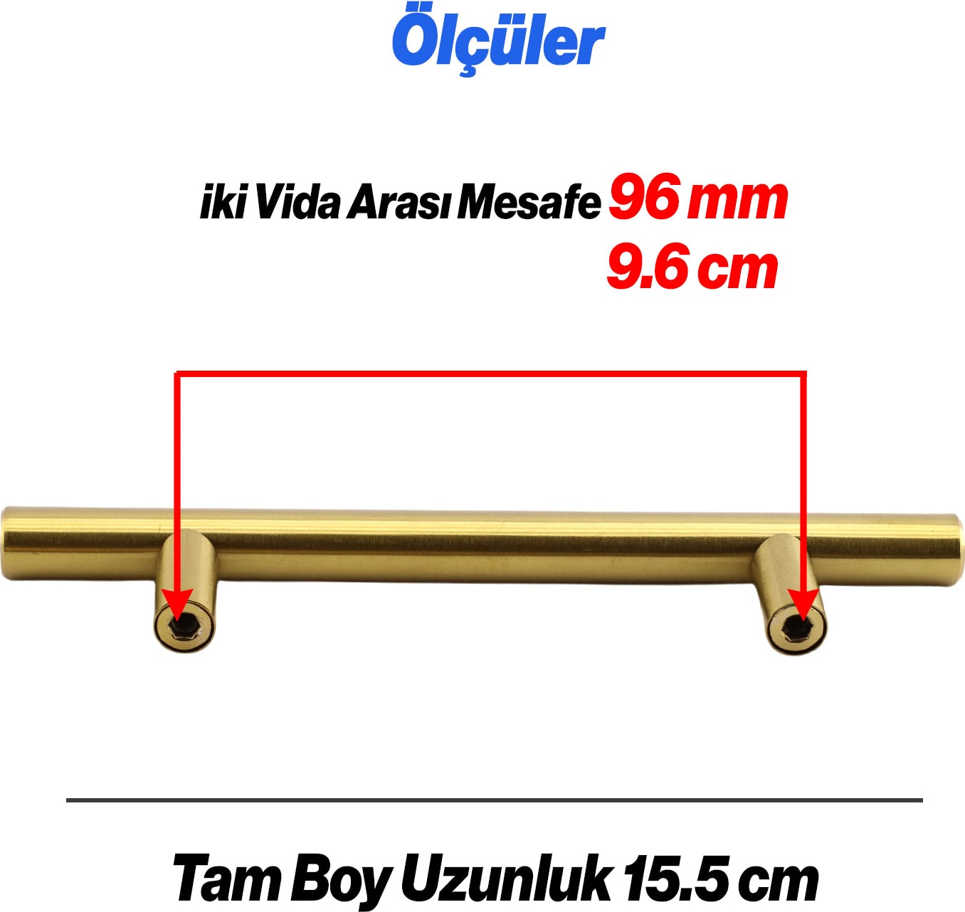 Alteta 96 mm Gold 5 Adet Set Altın Metal Mobilya Mutfak Çekmece Dolap Dolabı Kulbu Kulpu Kulpları
