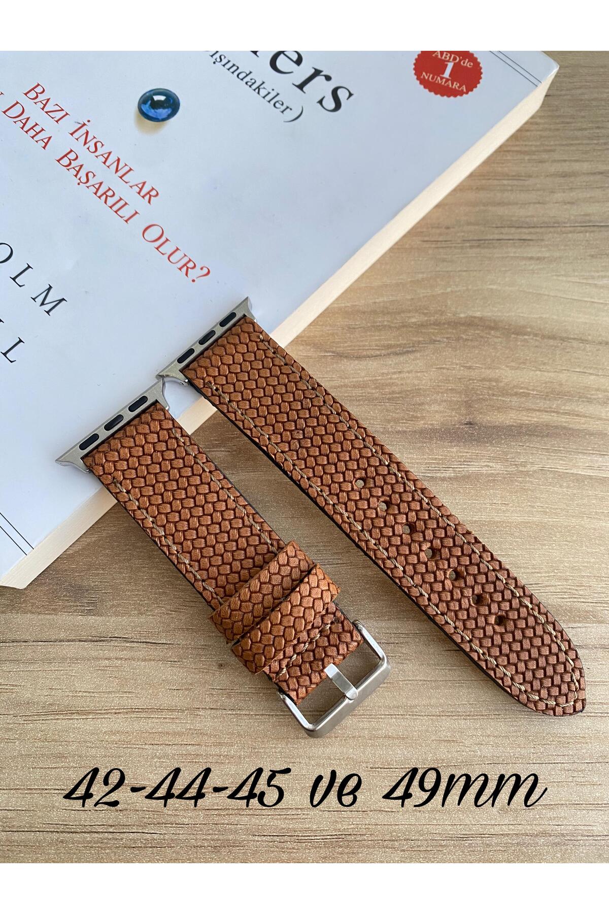 42mm-44mm-45mm ve 49mm Uyumlu Gerçek Deri Saat Kayışı. Akıllı Saat Kordonu.