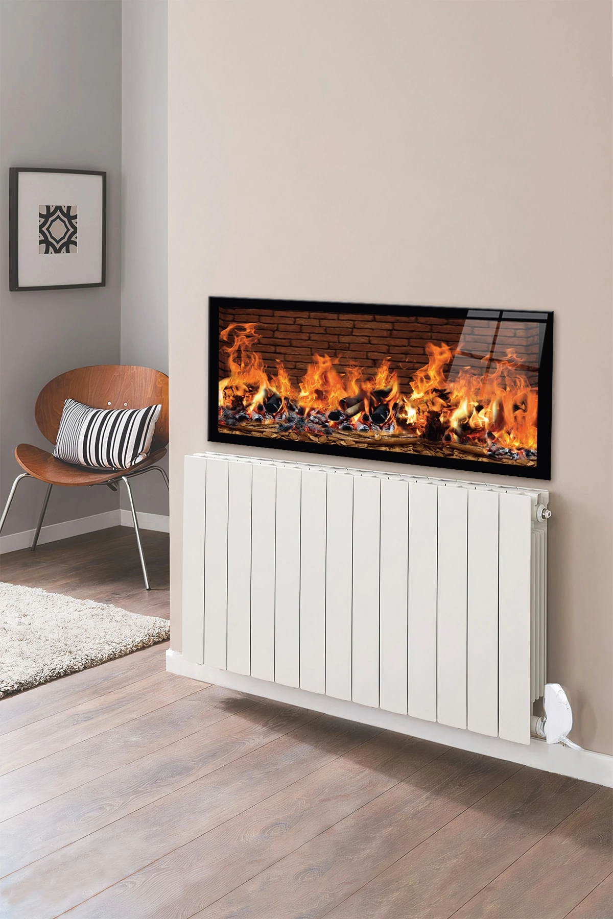 Petek Üstü Cam | Taşlı Şömine Görünümlü | 50cm X 120cm