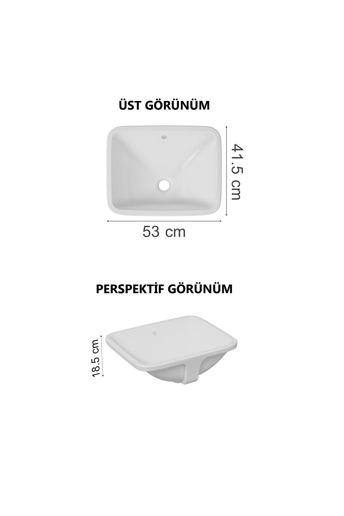 S20 5339b003-0012 Tezgah Altı Lavabo, 48 Cm, Beyaz