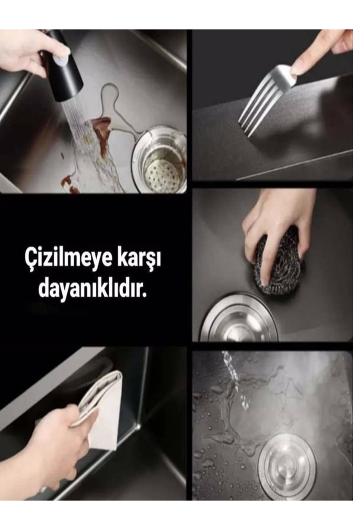 Almaya Tezgah Üstü Gümüş Eviye 304