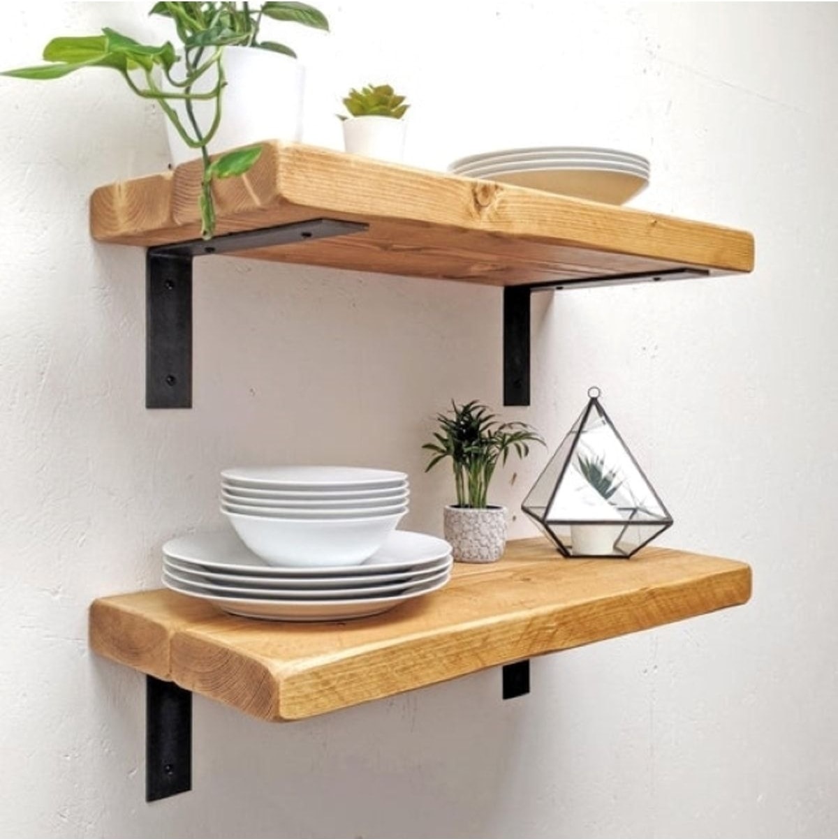 4'lü Set Siyah Metal Duvar Rafı Destek Ayakları, Güçlü Raf Tutucu Ters L Demiri ve Vida Seti (25 Cm)