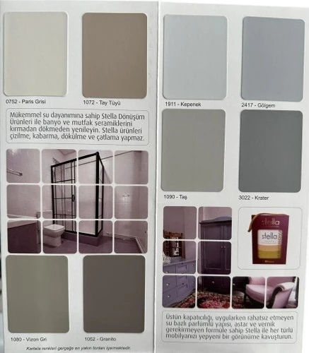 Stella Su Bazlı Boya Fayans-Mermer-Tezgah-Kapı-Dolap-İç Cephe-Dönüşüm-Mutfak-Banyo-Plastik-Ahşap 1 Lt Beyaz