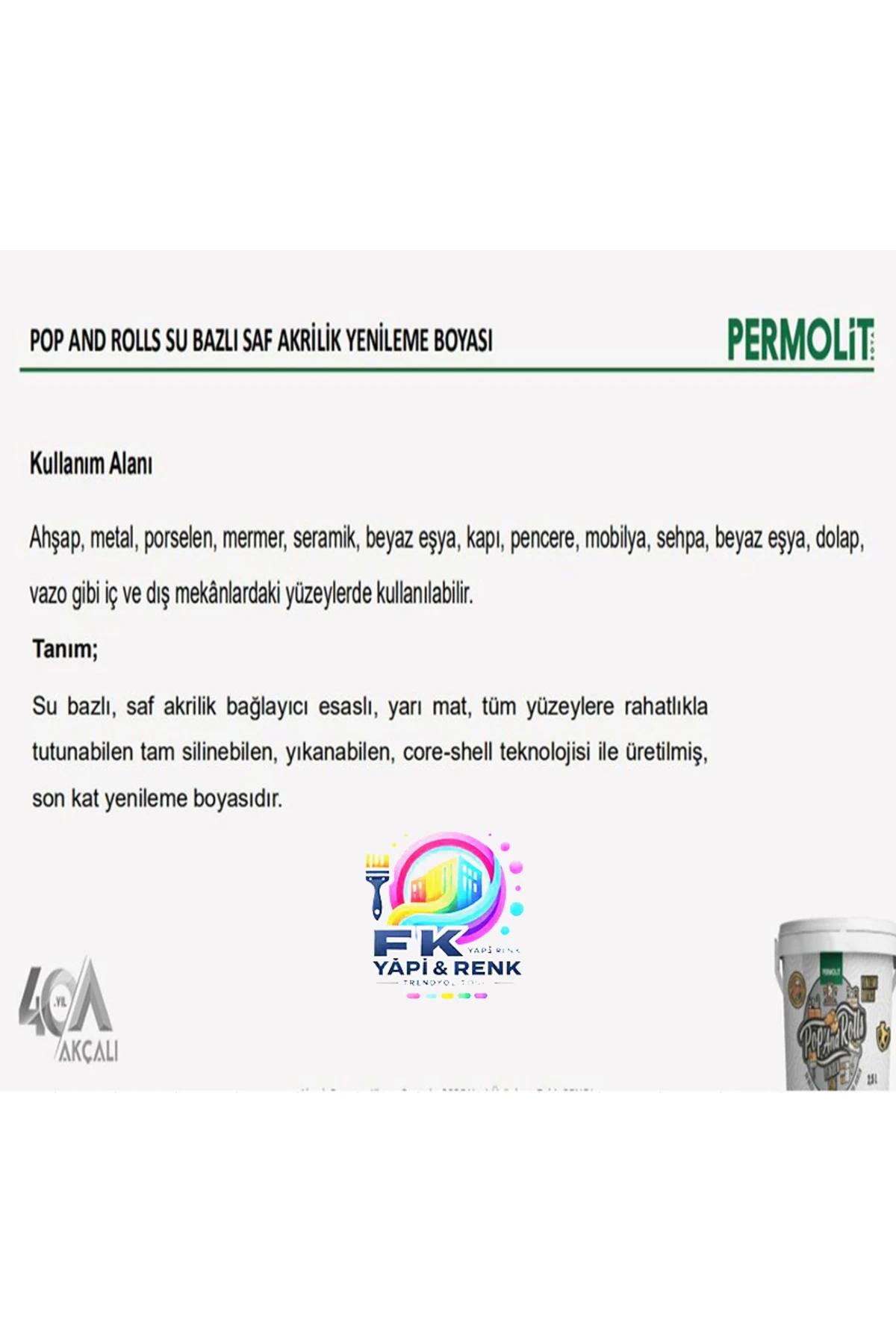 Pop And Rolls 2.5 L - Tek Katla Yepyeni Görünüm! Fayans, Tezgah, PVC ve Ahşap Boya