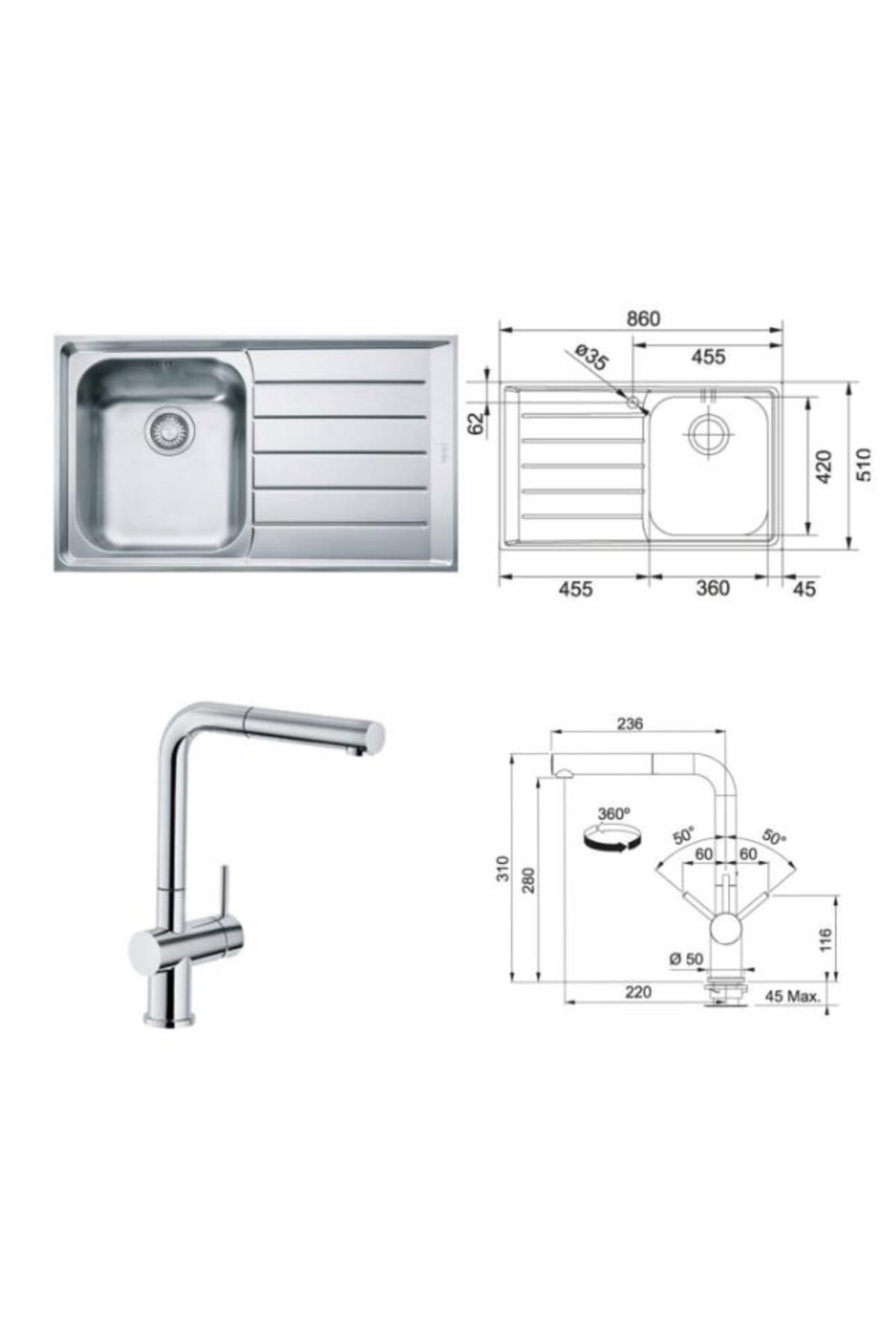 Nex 611 Sağ Tek Gözlü Eviye Actıve Plus Doccıa Krom Armatür Kampanya
