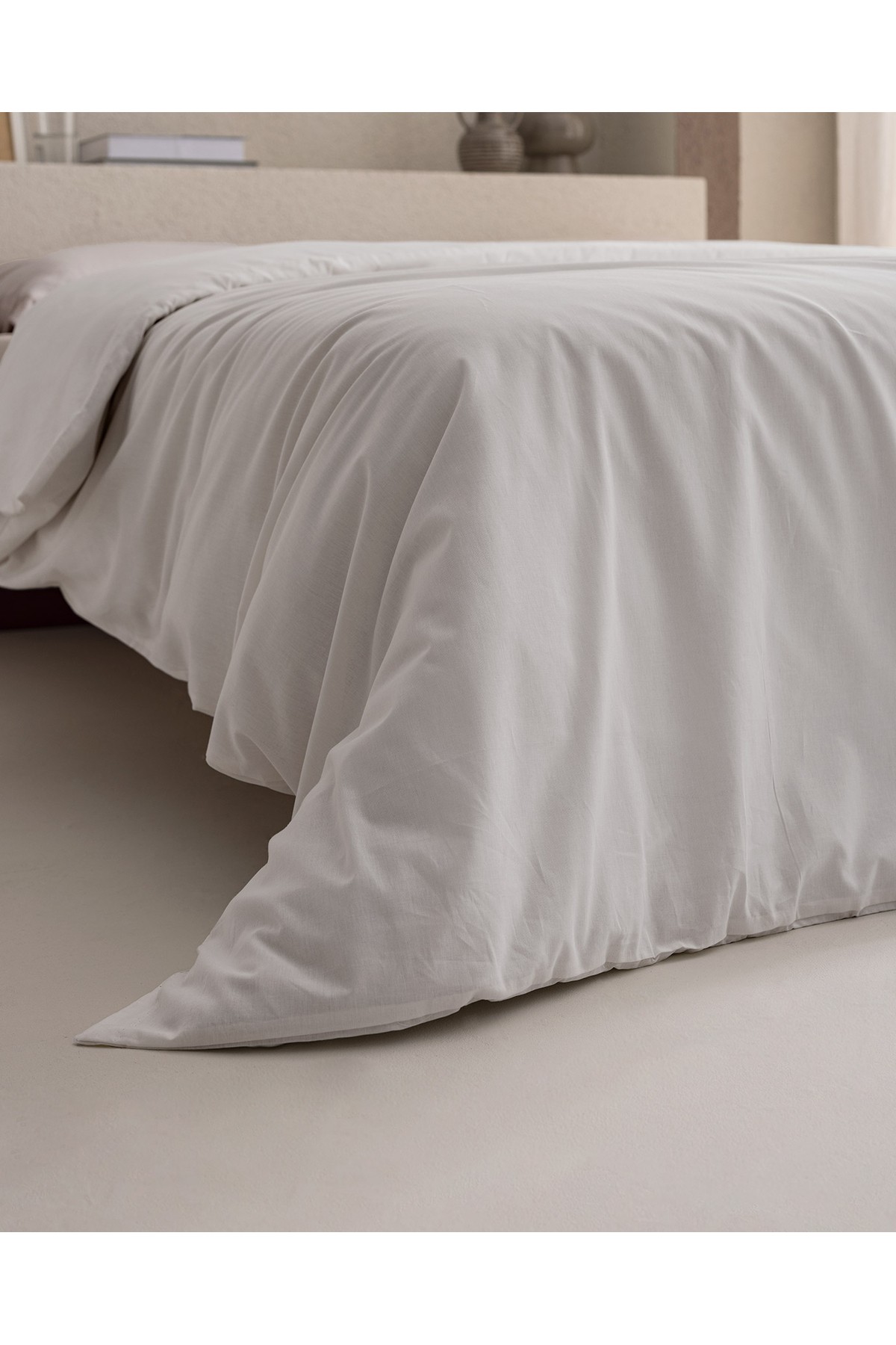 Manon King Size %100 Pamuk Ranforce Düz Nevresim - Taş