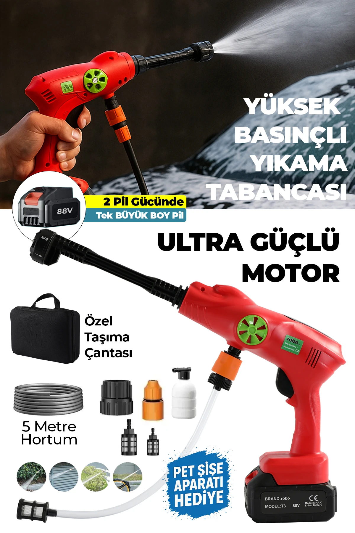 Ultra 1 90 Bar 88W Yüksek Basınçlı Yıkama Makinesi