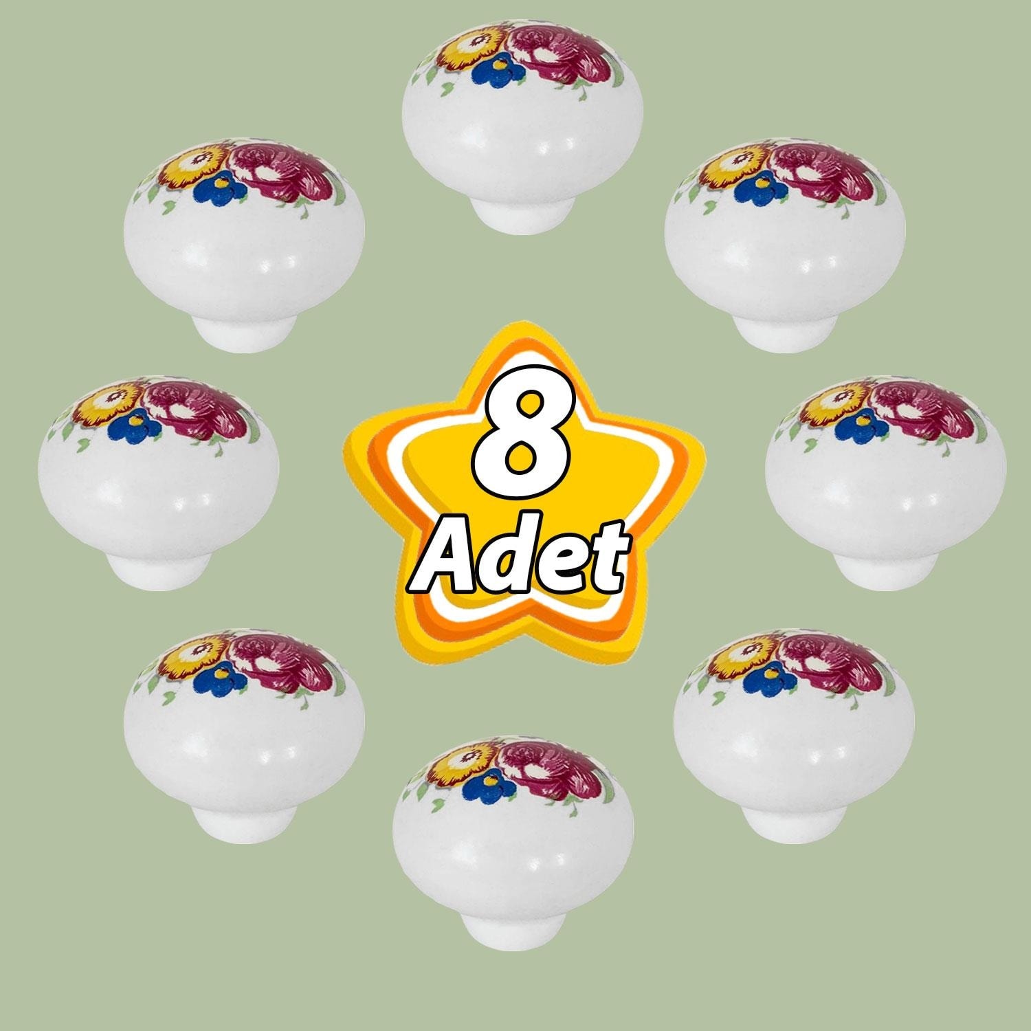 8 Adet Menekşe Kulp Beyaz Polimer Düğme Kulp Mantar Mobilya Mutfak Dolabı Çekmece Kulbu