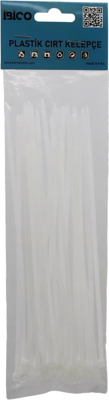 25PCS Beyaz 3.6X200 mm Plastik Cırt Kelepçe