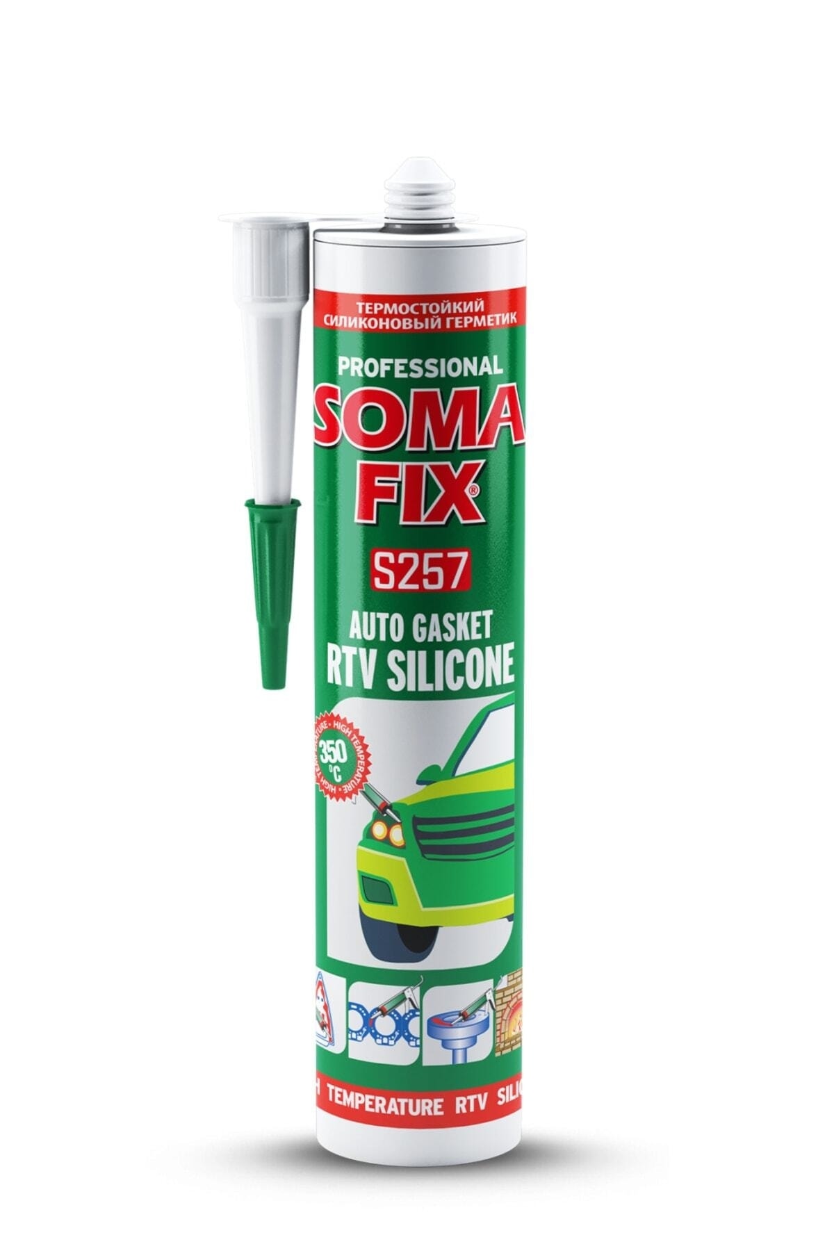 Soma Fix 350 Dereceye Dayanıklı Yüksek Isı Silikonu Kırmızı 280 ml 1 Adet