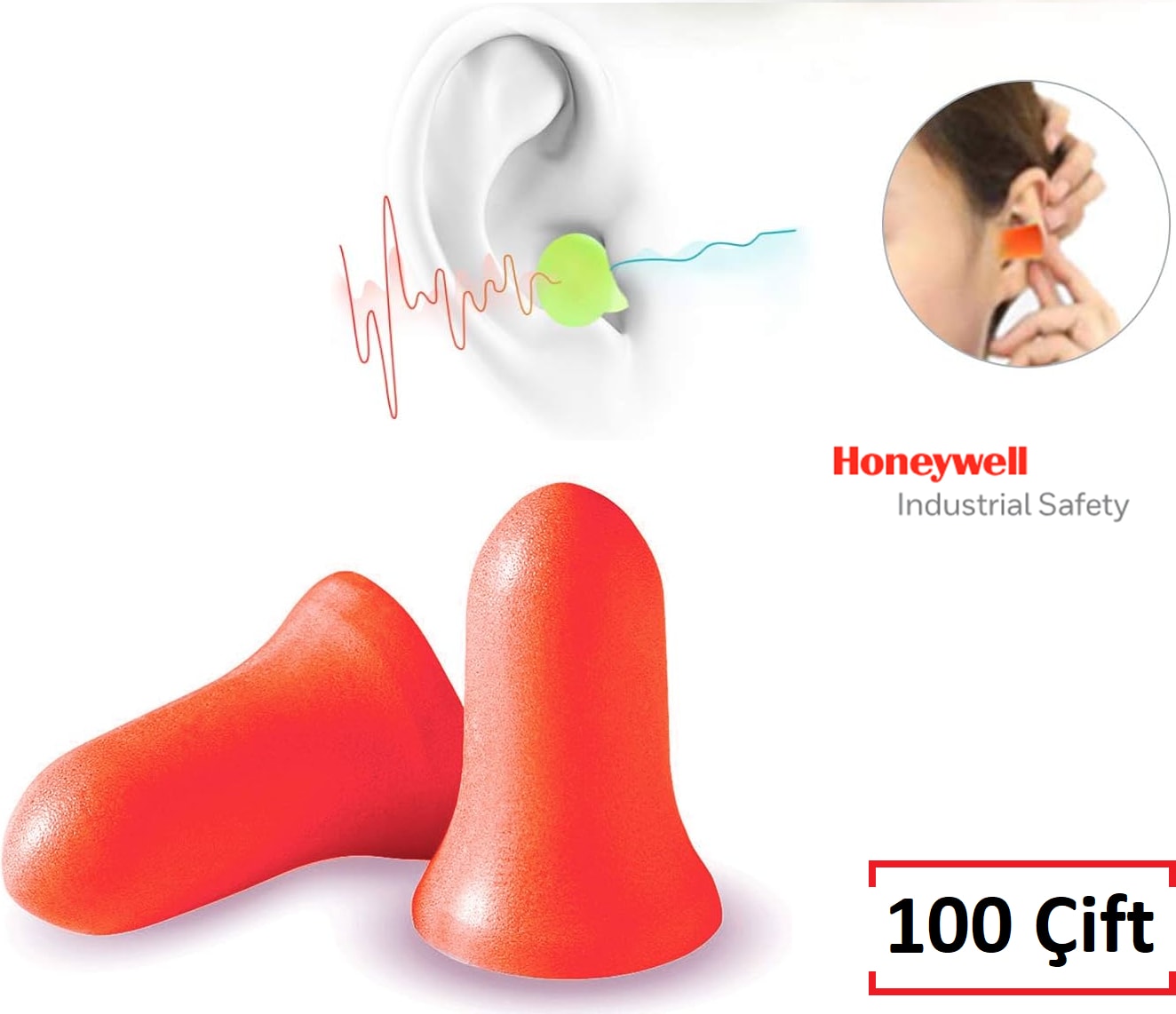 Gürültü Ses Önleyici Kulak Tıkacı Yıkanabilir 37 Db 100 Çift