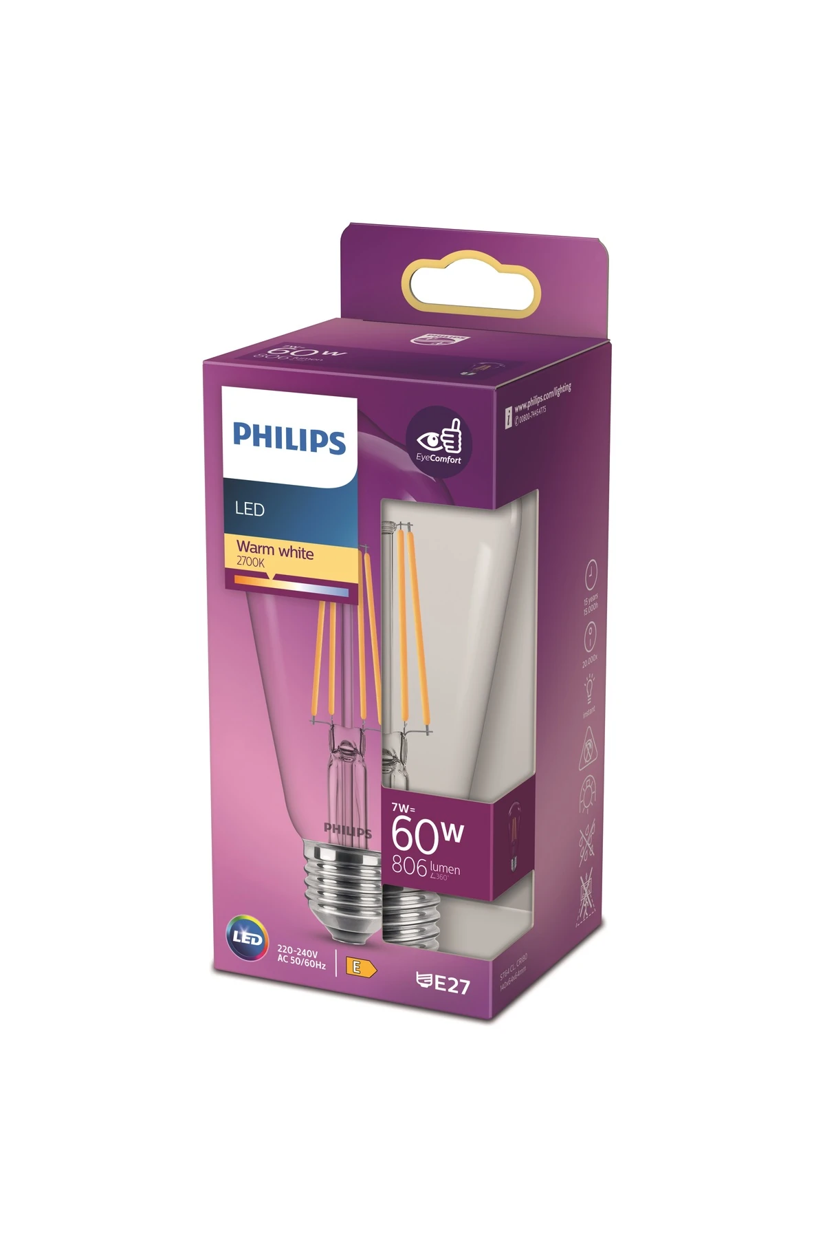 Filament Ampul Şeffaf 60 W Sarı Işık ST64 E27