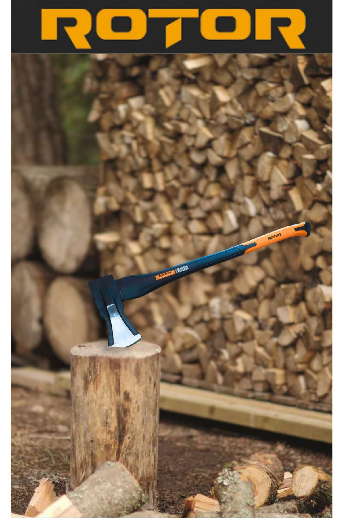 Fiber Plastik Saplı Balta Odun Yarma Baltası 2kg (80 CM TOPLAM UZUNLUK)