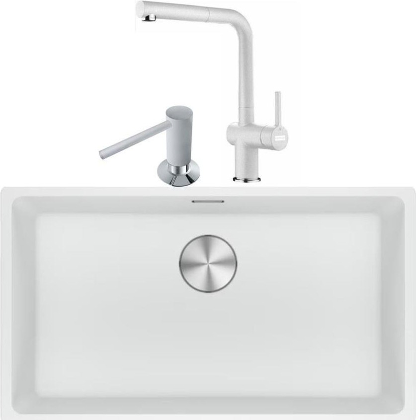 Maris Mrg 210/110-72 Bianco Granit Eviye Actıve Plus Doccia 2.0 Armatür Sıvı Sabunluk Üçlü Set Bianco