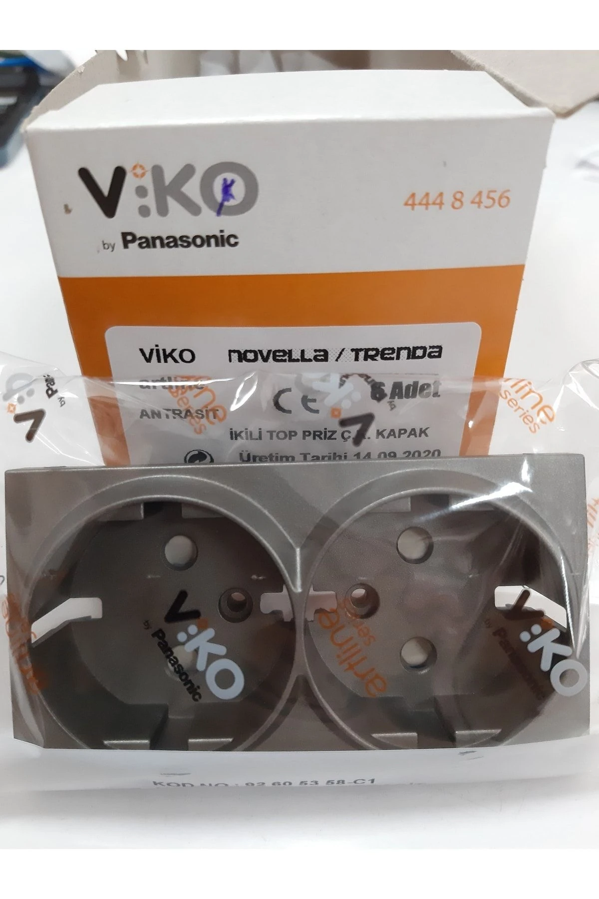 Novella Antrasit Ikili Çocuk Korumalı Topraklı Priz (SADECE KAPAK)