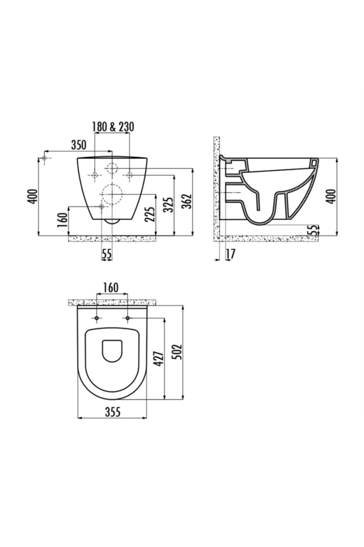 TP325 Terra Beyaz Asma Klozet  Duck Yavaş Kapanır Kapak